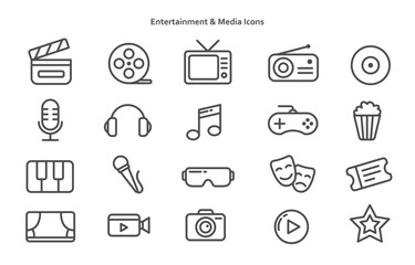 Entertainment and Media Icon Set