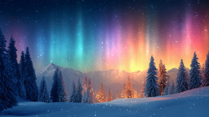 Fototapeta premium Aurora on the snow