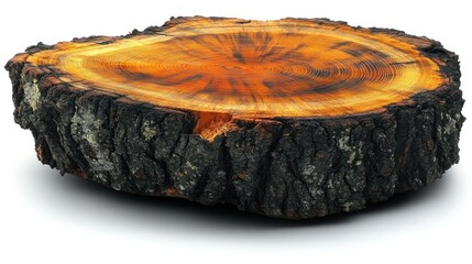 This wooden slice features beautiful rings, perfect for unique projects or rustic decor