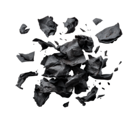 Exploring the versatile uses of charcoal fragments in workshops creativity isolated on transparent background, png