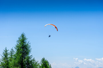 Paraglider over the Hirzer Alm in South Tyrol