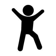 Stick figure raises his arms above his head in triumph or greeting