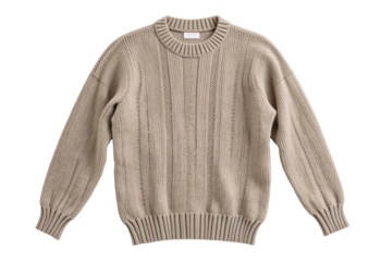 Stylish red knitted sweater for woman isolated on white background