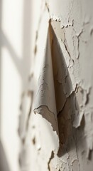 Peeling Paint: A close-up shot of aging plaster, revealing layers of textured paint peeling away, the image captures the silent decay and weathered beauty