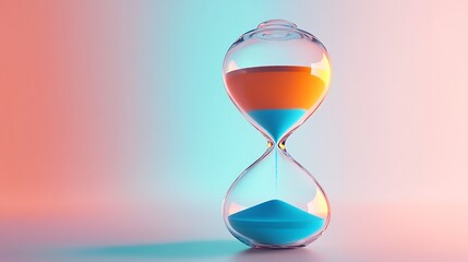 Hourglass, vibrant colors, flowing time