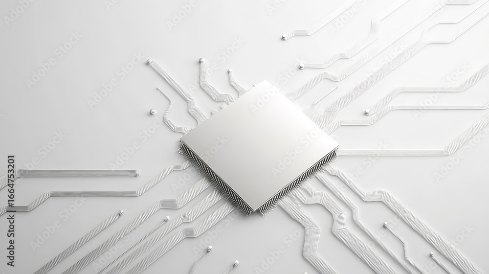 Aufkleber high-tech microchip on circuit board with abstract design elements