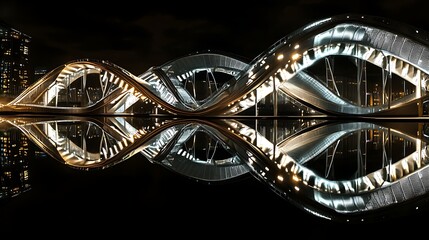 Night skyline with sydney harbour bridge illuminated high resolution picture