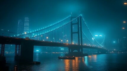 Nighttime skyline view with george washington bridge lights image