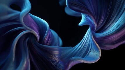 Abstract Blue and Purple Swirls Against Dark Backdrop Creates Modern Art
