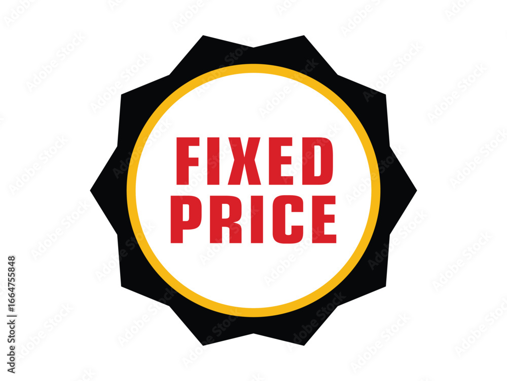 Poster fixed price. badge. best offer. a modern vector seal with a starburst shape and bold red typography 