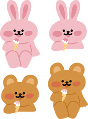 아이스크림 먹는 캐릭터