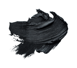 Artistic black paint stroke creative content top view abstract expression isolated on transparent background, png