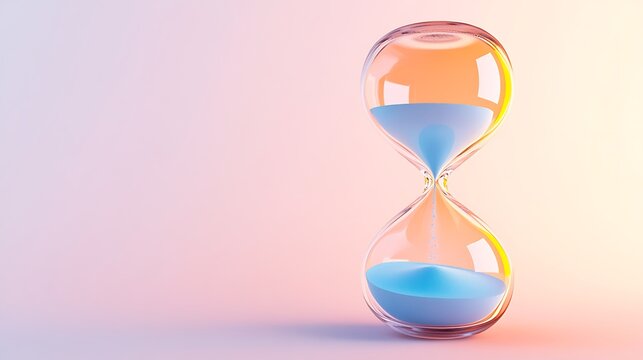 Hourglass with light pastel gradient background