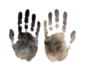 Artistic handprints representing diversity creative space digital isolated on transparent background, png