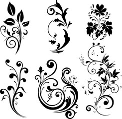 "Elegant Floral Swirl Design Set"