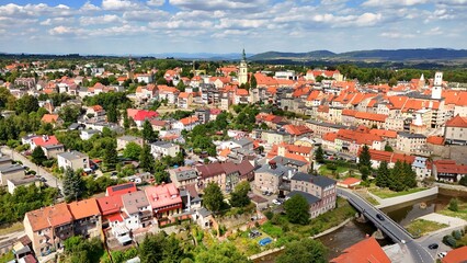 Naklejka premium Bystrzyca Kłodzka, widok z powietrza, Dolny Śląsk, Polska, Europa