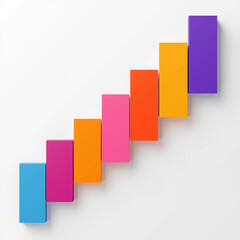 Digital bar chart colorful blocks of varyin