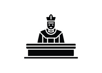 Vector art of judge in formal attire and hat, representing law and justice