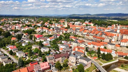 Bystrzyca Kłodzka, widok z powietrza, Dolny Śląsk, Polska, Europa