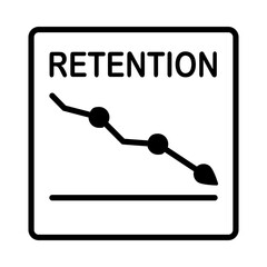 Customer retention graph icon with downward trend