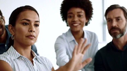 Collaborative meeting scene showcasing professionals engaged in a brainstorming session and sharing ideas.