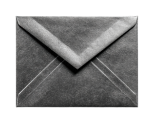 Mailing a black envelope home office communication isolated on transparent background, png