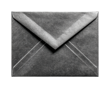 Mailing a black envelope home office communication isolated on transparent background, png