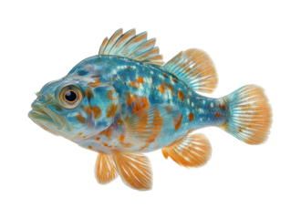 Vibrant fish species swimming in clear water aquatic environment isolated on transparent background, png