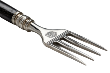 Dining fork display kitchen culinary tool elegance isolated on transparent background, png