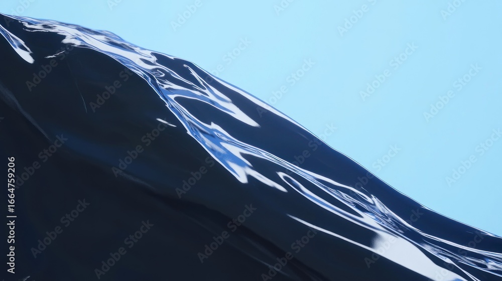 Aufkleber abstract dark liquid wave surface against a soft blue background creating depth