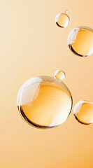 Close-ups of elegant bubbles rising against a warm background, showcasing refreshing beverage concepts.
