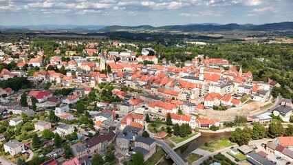 Bystrzyca Kłodzka, widok z powietrza, Dolny Śląsk, Polska, Europa