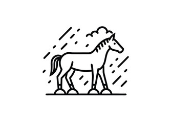 Vector art of minimalist line art icon of a horse with stylized legs and a simple, isolated