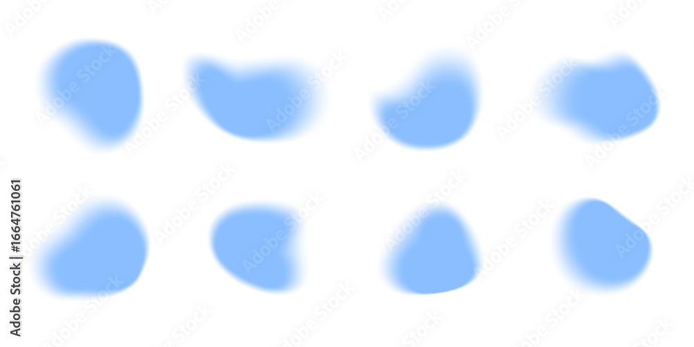 Poster soft blue y2k aura blob shapes with blur effect for trendy graphic design and digital bg. gradient c