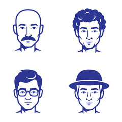 men's faces in minimalist vector