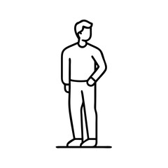 Minimalist line art of standing male figure – stock vector icon in line style