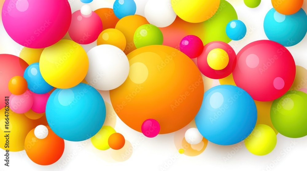 Poster colorful 3d bubbles abstract background bright and cheerful design visual element