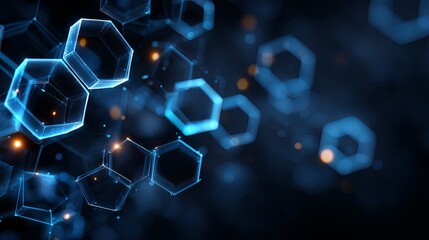 Glowing Hexagonal Pattern in Honeycomb Structure Representing Advanced Technology and Digital Networks