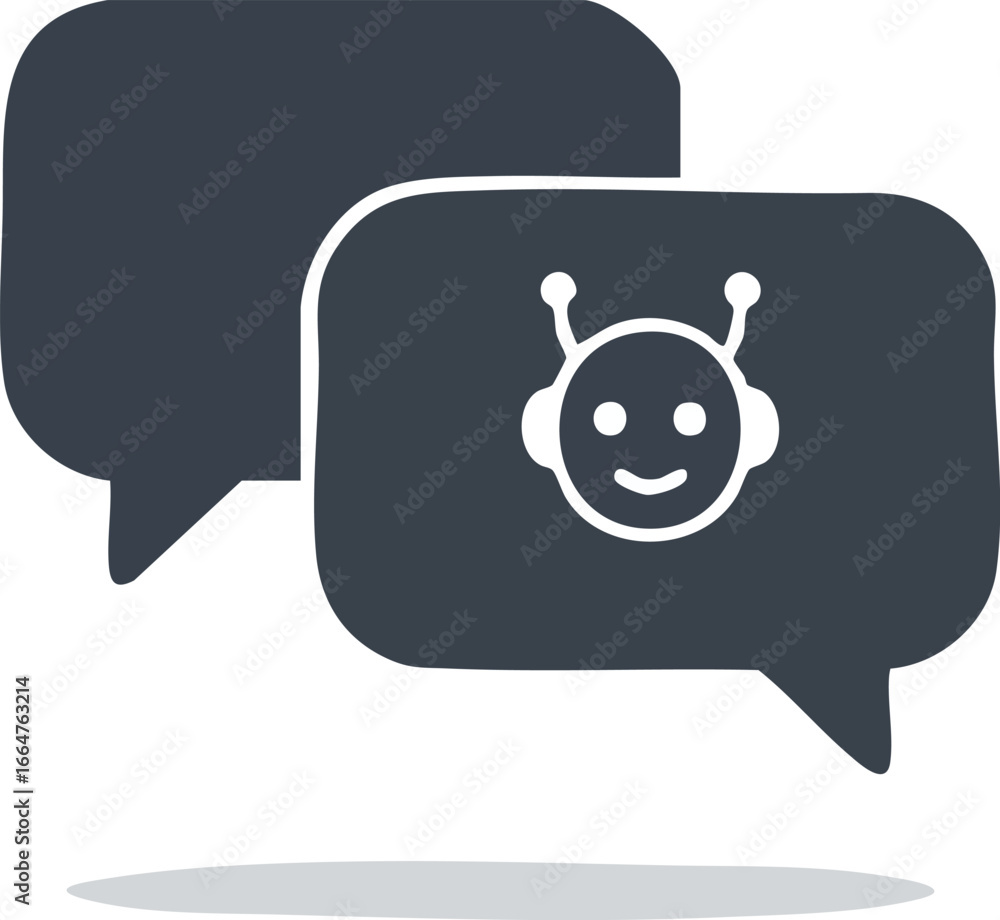 Poster chatbot icon ai communication bubbles speech software chat shadow digital logo message