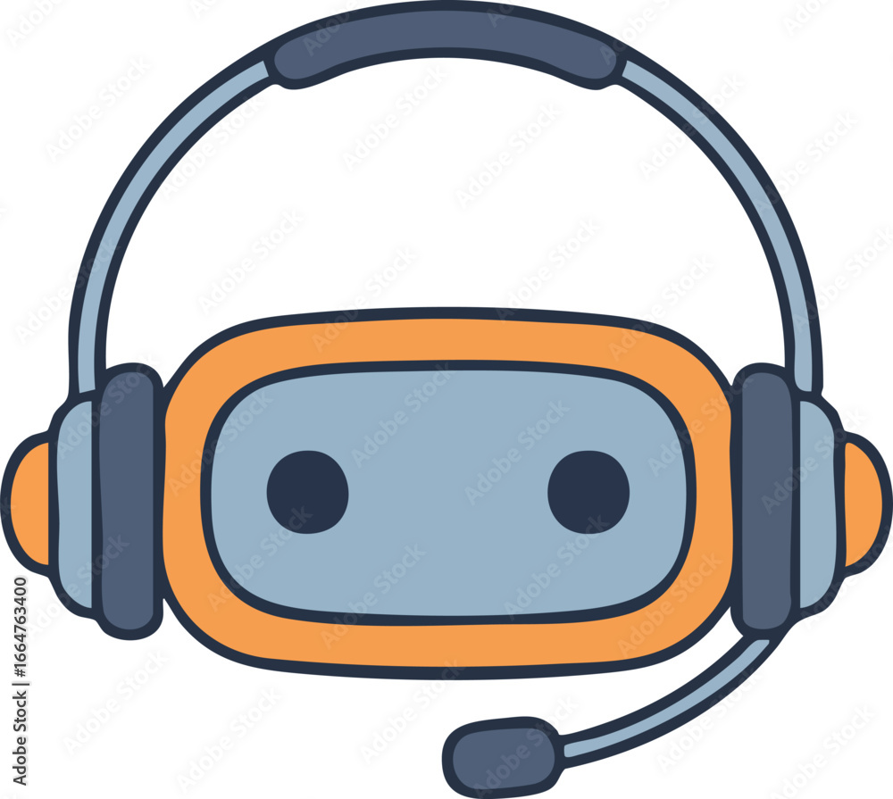 Poster chatbot robot head with headset for customer support service icon consulting vector