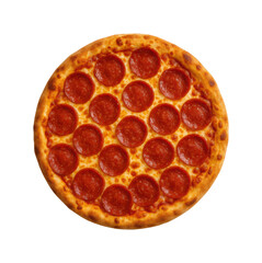 Delicious pepperoni pizza for everyone kitchen food bright top-down view isolated on transparent background, png