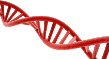 Crimson helix against a pixelated grid