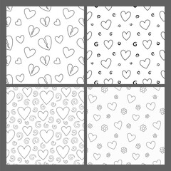 Seamless pattern set with hearts