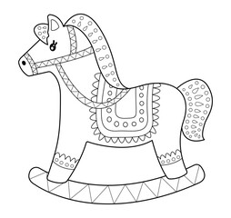 Hand drawn illustration with rocking horse