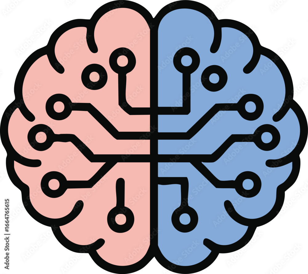 Aufkleber digital brain with circuitry and neural network connections neuroscience mind digital brain data