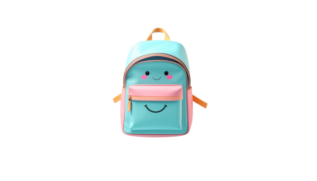 Unzipped Backpack with Floating Clouds Against a isolated on transparent background  - Powered by Adobe