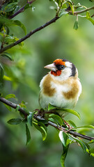Gold Finch perched in a tree at Hauxley Nature Reserve, Northumberland, July 2025