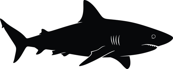 Silhouette of a great white shark in profile majestic marine predator ocean wildlife vector © Mohim