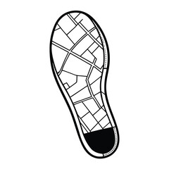 City Map Shoe Sole Vector Illustration
