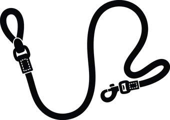 Hand drawn dog leash isolated on white simple sketch pet walking equipment vector